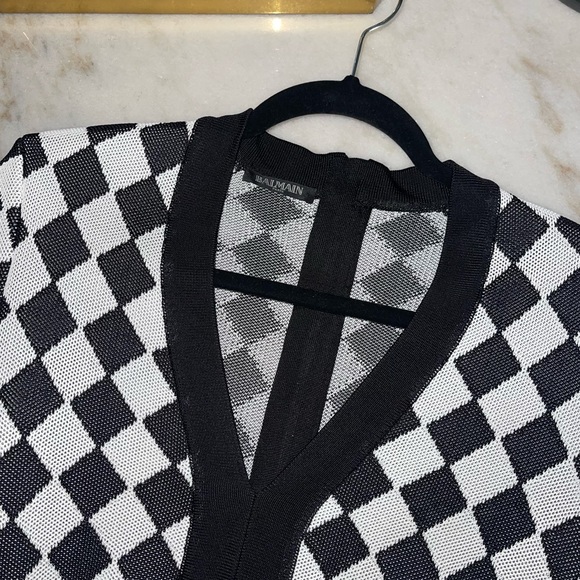 New Balmain Two-Tone Intarsia-Knit Mini Dress - Picture 14 of 17